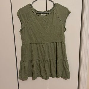 Green tiered blouse